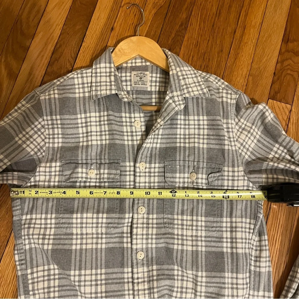 J. Crew Mens Plaid Flannel Blue White Button-Up Shirt Small